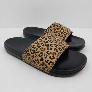 Vans Range Girls Size 5Y Womens Sz 6.5 Cheetah Black Doe Slip On Slide Sandals